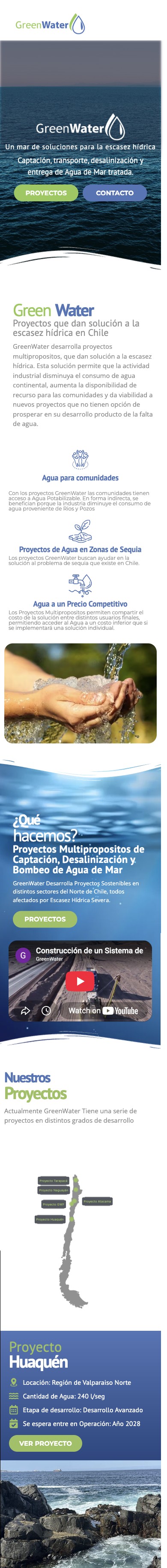 Sitio web GreenWater, versión móvil